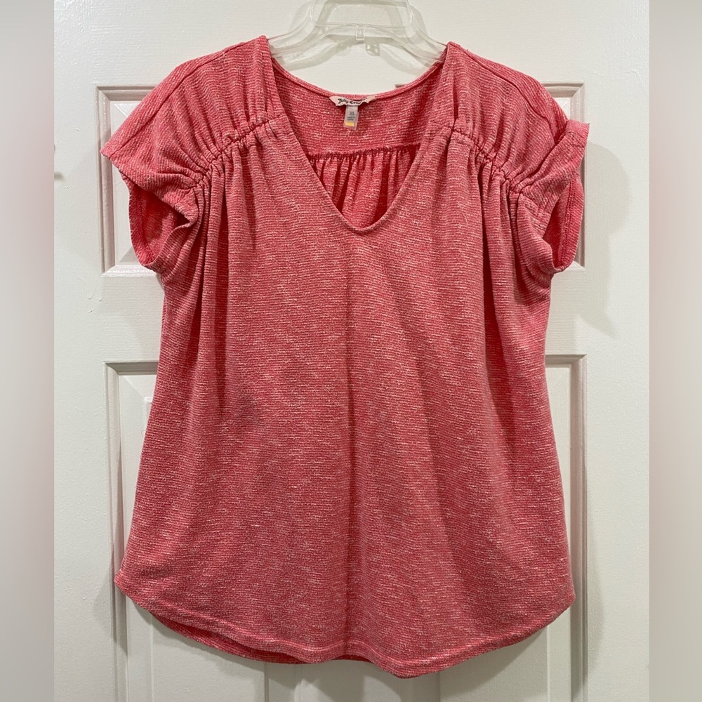 JUICY COUTURE PINK V NECK BLOUSE SHIRT- XL